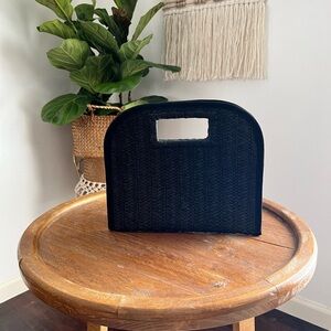 WOVEN CLUTCH PURSE | Black woven clutch boho hand bag